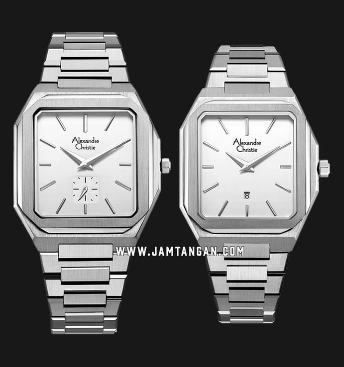 Alexandre Christie Classic AC 8601 BSSSL Couple White Dial Stainless Steel Strap