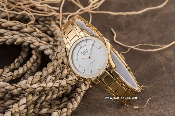 Alexandre Christie AC 8605 LH BGPSL Silver Dial Gold Stainless Steel Strap