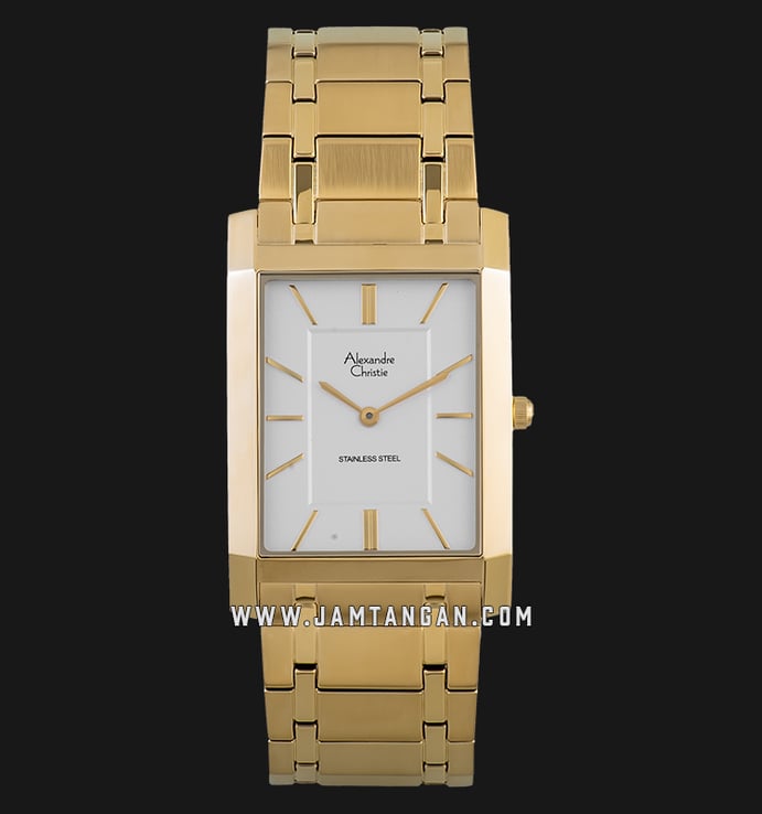 Alexandre Christie Classic AC 8606 MH BGPSL White Dial Gold Stainless Steel Strap