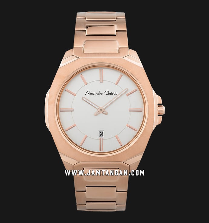Alexandre Christie Classic AC 8611 MD BRGSL Men Silver Dial Rose Gold Stainless Steel Strap