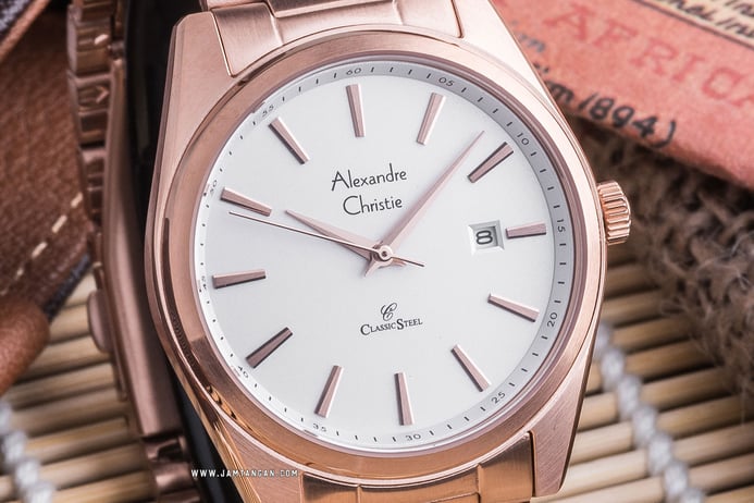 Alexandre Christie AC 8617 LD BRGSL Classic Steel Silver Dial Rose Gold Stainless Steel