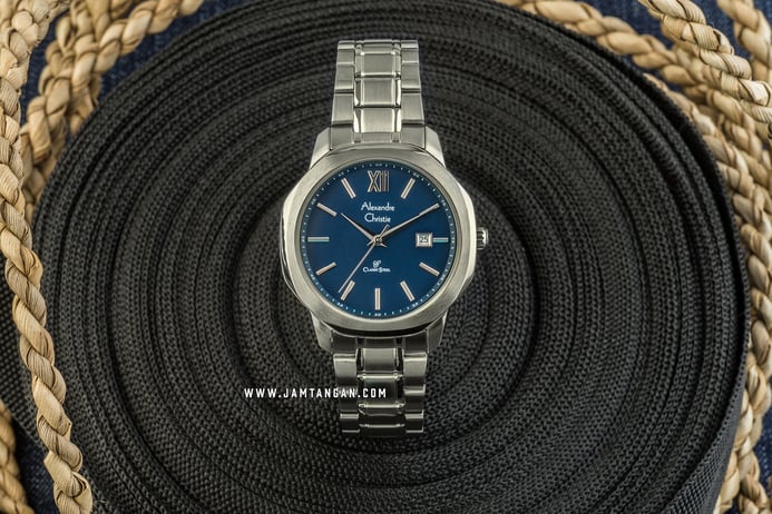 Alexandre Christie AC 8619 BSSBU Classic Steel Couple Blue Dial Stainless Steel Strap