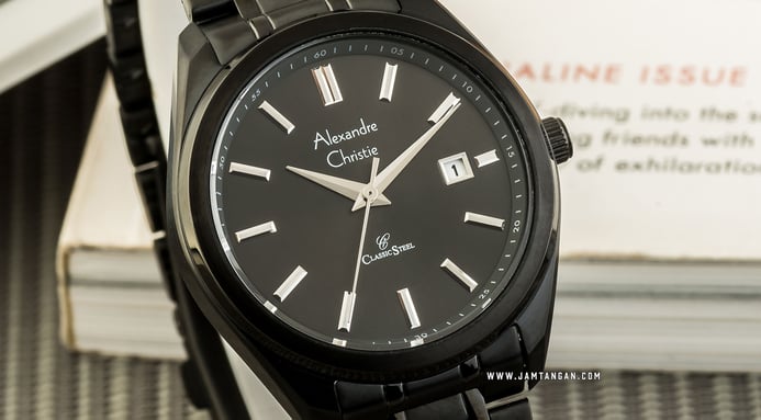 Alexandre Christie AC 8621 BIPBA Classic Steel Couple Black Dial Black Stainless Steel Strap