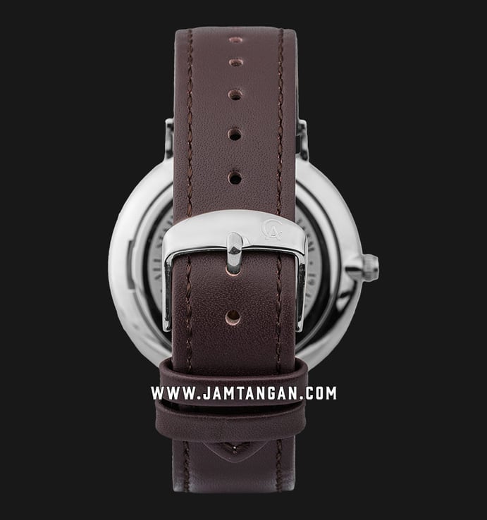 Alexandre Christie AC 8625 MH LSSSL Classic Steel Men Silver Dial Dark Brown Leather Strap