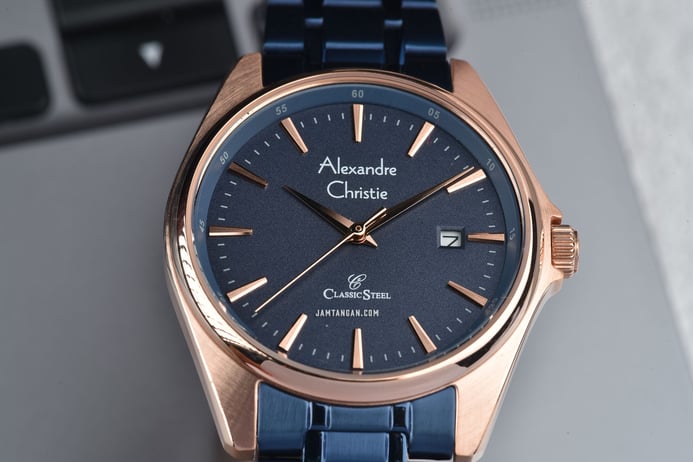 Alexandre Christie Classic Steel AC 8661 BURBU Couple Blue Dial Blue Stainless Steel Strap