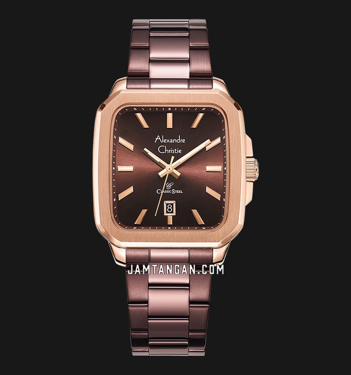 Alexandre Christie Classic Steel AC 8687 MD BROBO Brown Dial Brown Stainless Steel Strap