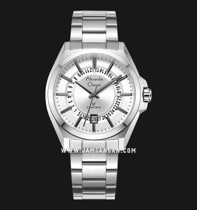 Alexandre Christie Classic Steel AC 8688 MD BSSSL Silver Dial Stainless Steel Strap