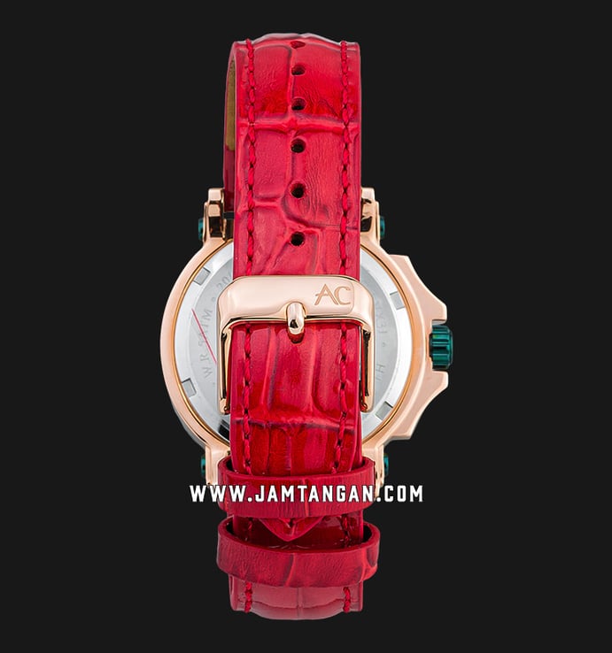 Alexandre Christie Multifunction AC 9205 BF LRNBA Ladies Black Dial Red Leather Strap