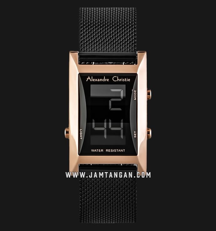 Alexandre Christie AC 9225 LH BBRBA Ladies Digital Dial Black Stainless Steel Strap
