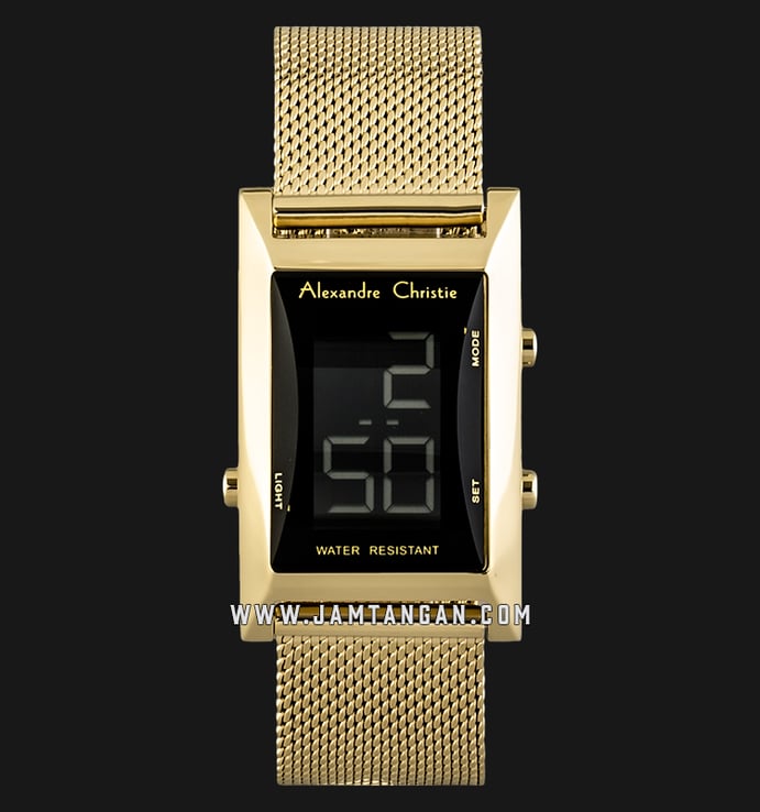 Alexandre Christie AC 9225 LH BGPBA Ladies Digital Dial Gold Stainless Steel Strap