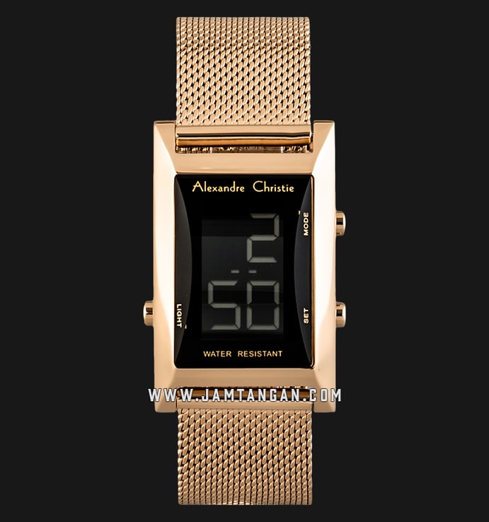 Alexandre Christie AC 9225 LH BRGBA Ladies Digital Dial Rose Gold Stainless Steel Strap