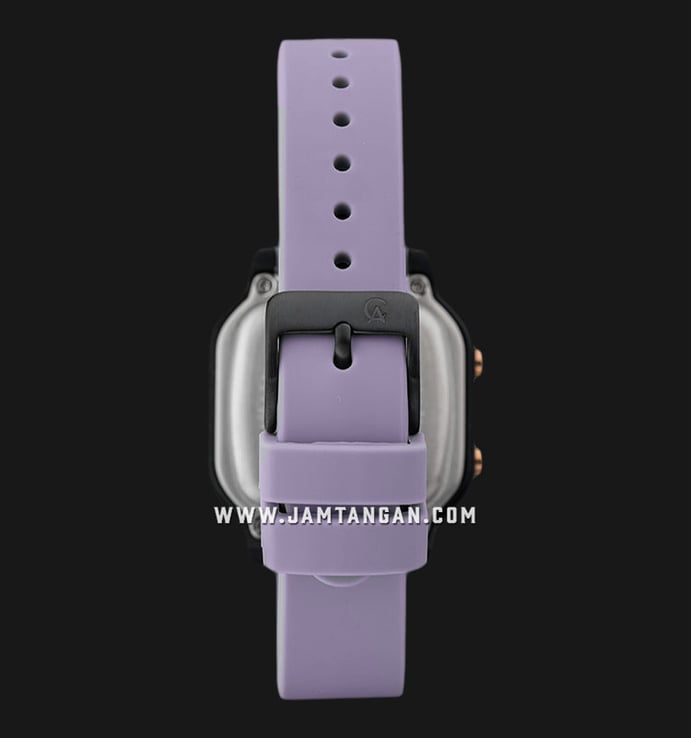 Alexandre Christie Digi AC 9365 LH RIPBAPU Ladies Black Digital Dial Purple Rubber Strap