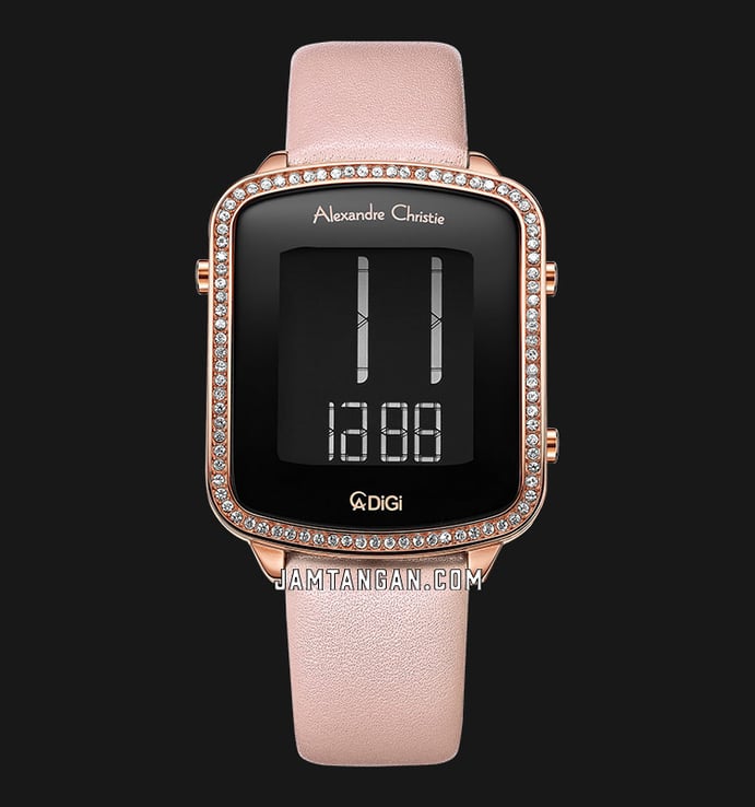 Alexandre Christie Digi AC 9380 LH LRGBAPN Ladies Digital Dial Pink Leather Strap + Gift Set