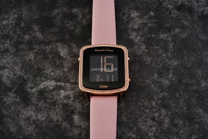 Alexandre Christie Digi AC 9380 LH LRGBAPN Ladies Digital Dial Pink Leather Strap + Gift Set