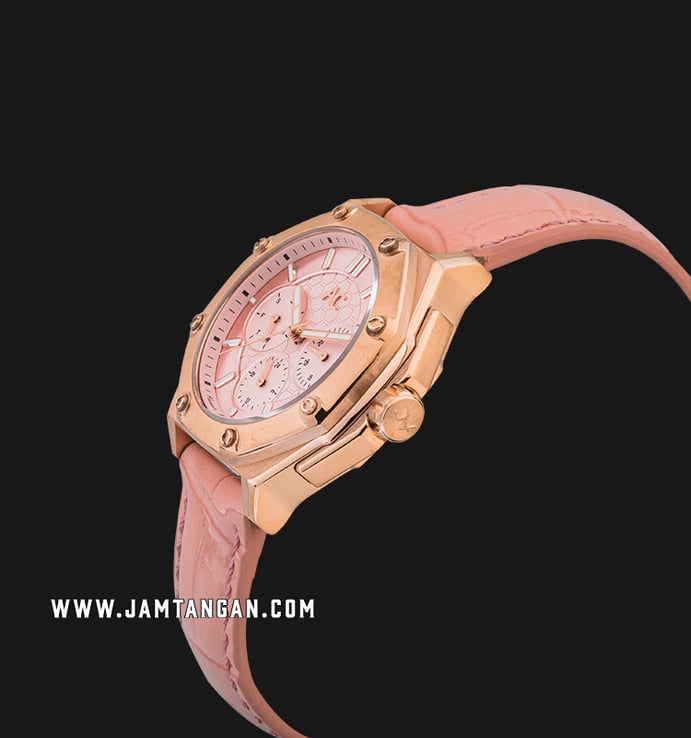 Alexandre Christie Multifunction AC 9601 BF LRGPN Ladies Light Pink Dial Pink Leather Strap
