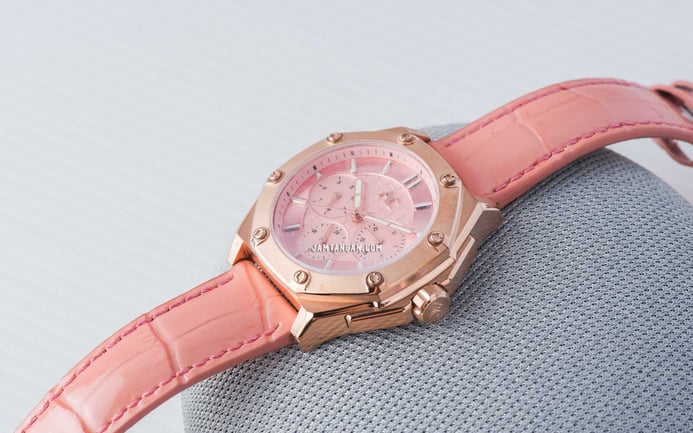 Alexandre Christie Multifunction AC 9601 BF LRGPN Ladies Light Pink Dial Pink Leather Strap