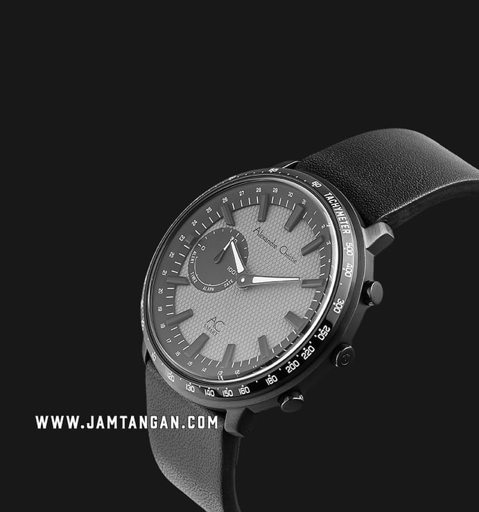 Alexandre Christie AC S001 MF LIPGR Hybrid Smartwatch Men Gunmetal Dial Black Leather Strap