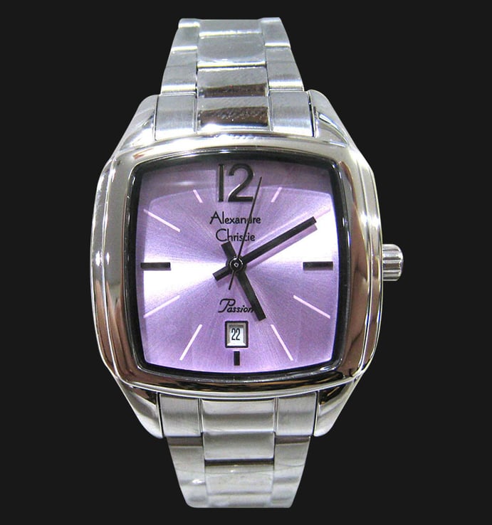 Alexandre Christie Passion AC 2454 LD BSSPU Ladies Purple Dial Stainless Steel Strap