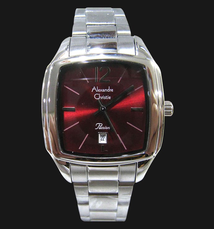 Alexandre Christie Passion AC 2454 LD BSSRE Ladies Red Dial Stainless Steel Strap