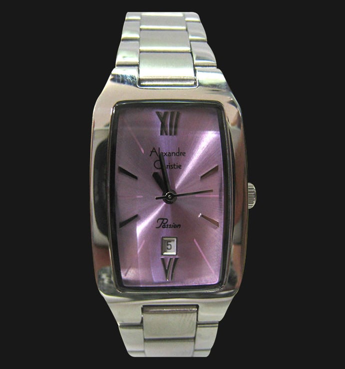 Alexandre Christie AC 2455 LD BSSPU Purple Dial Stainless Steel Strap