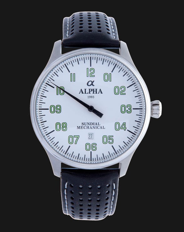 Alpha 1238 Sun Dial White - Jam Tangan Pria Putih