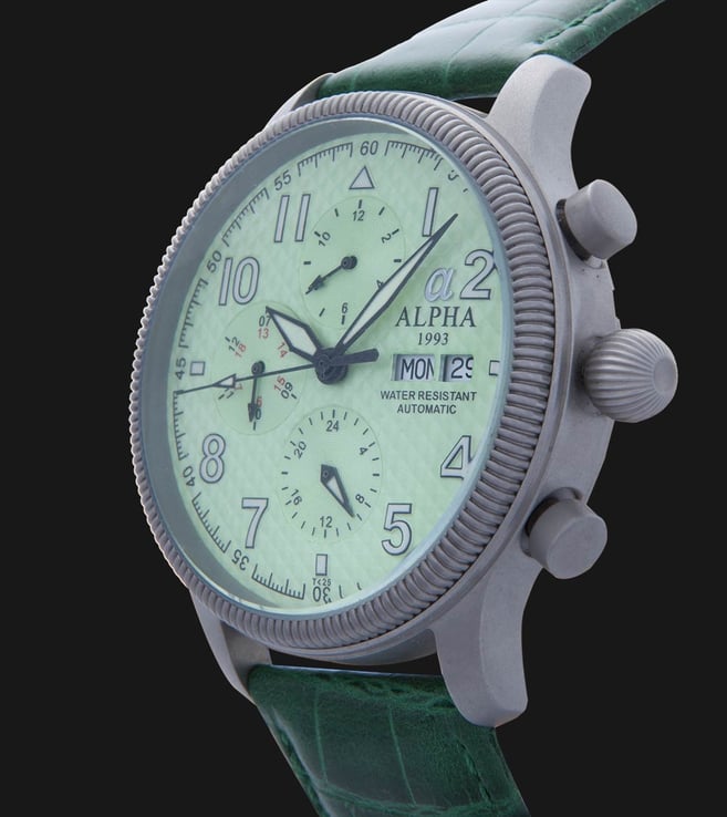 Alpha 7716-GR Silver Green - Jam Tangan Pria Hijau