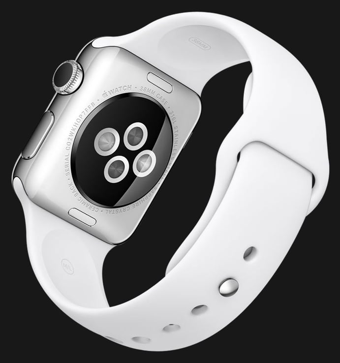 Apple Watch 38mm Stainless Steel Case with White Sport Band - MJ302ZP/A