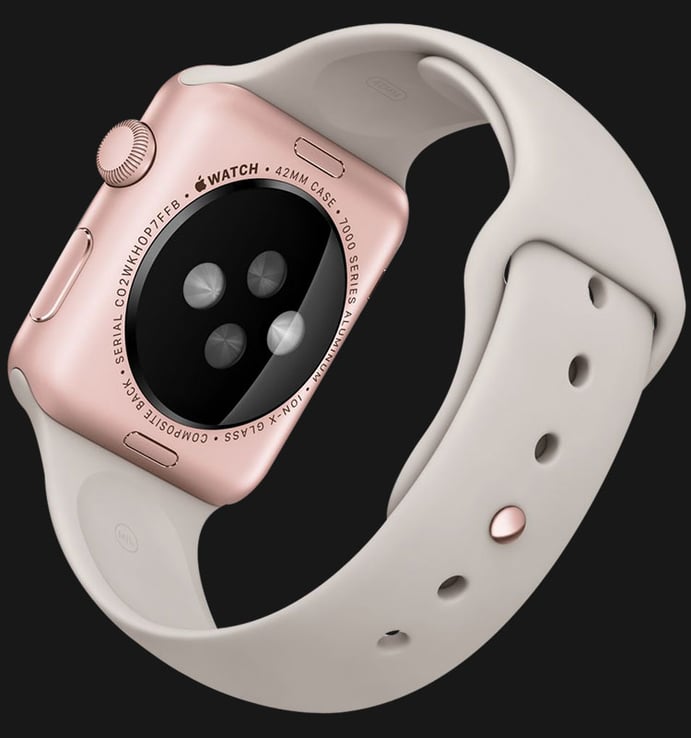 Apple Watch 42mm Rose Gold Aluminum Case with Stone Sport Band - MLC62ZP/A