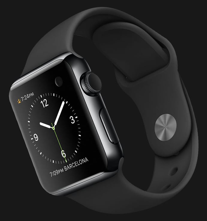 Apple Watch 38mm Space Black Stainless Steel Case with Black Band - MLCK2ZP/A