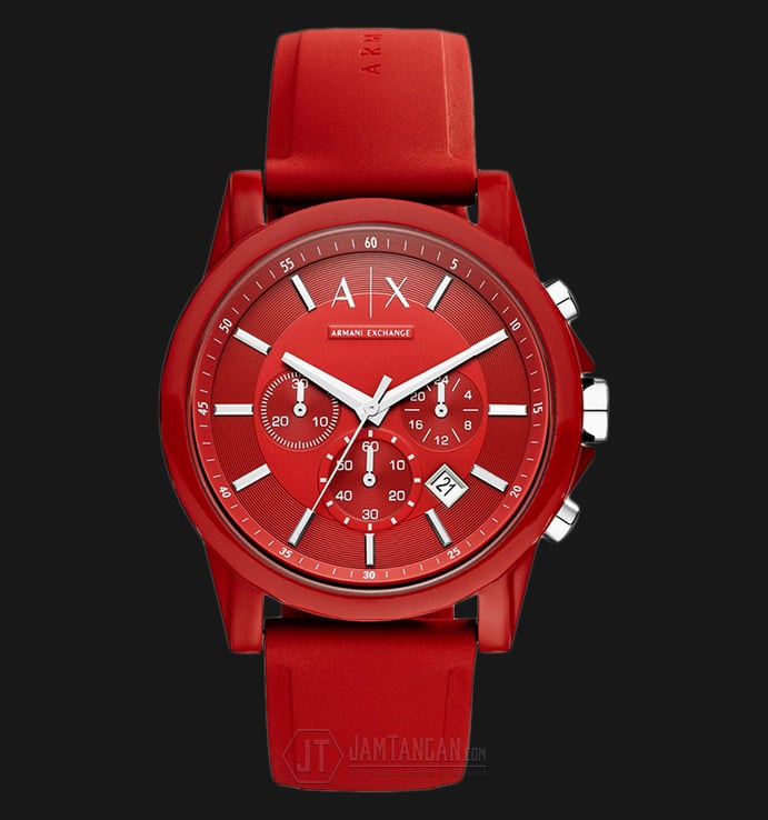 Armani Exchange AX1328 Chronograph Red Dial Red Silicone Strap