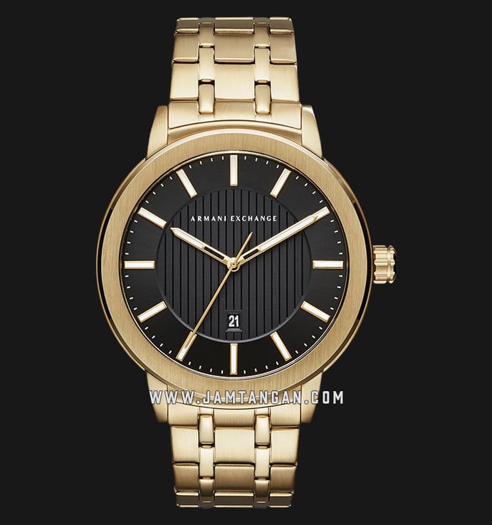 Armani Exchange Maddox AX1456 Black Pattern Dial Gold Stainless Steel Strap