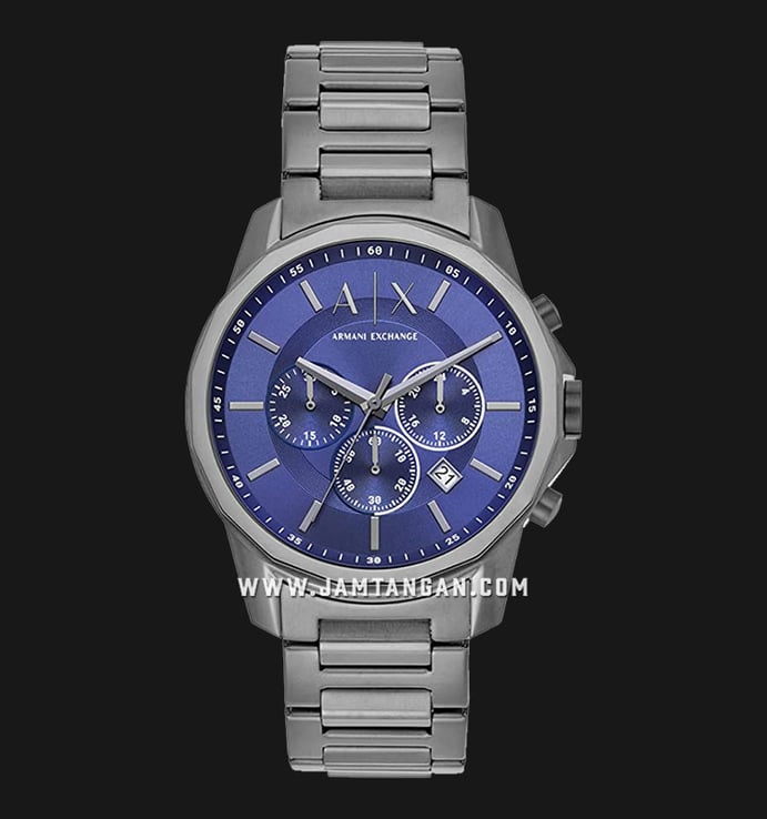 Armani Exchange AX1731 Chronograph Stainless Strap Steel Gunmetal Blue Dial