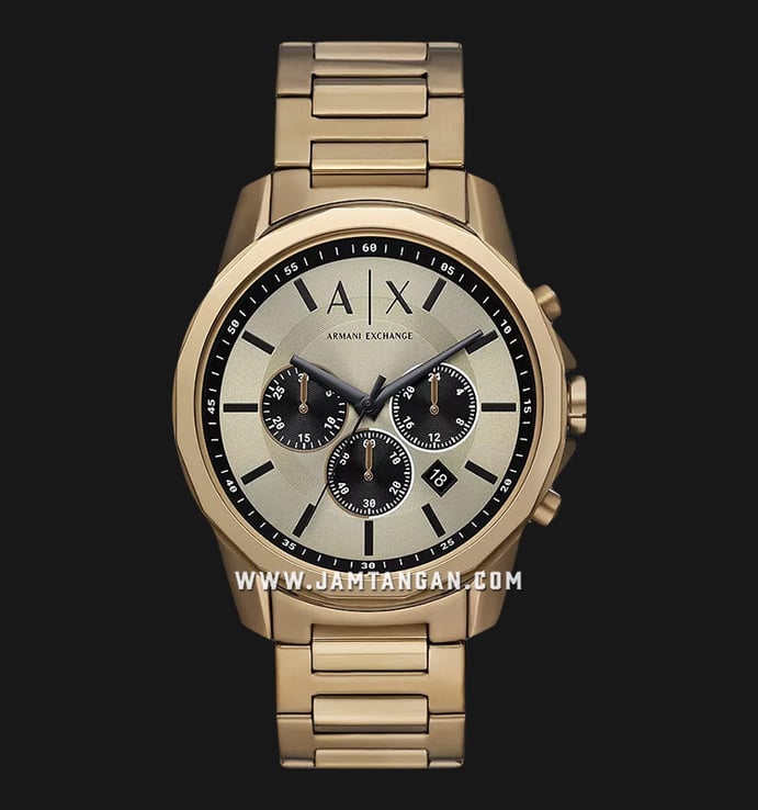 Steel AX1739 Exchange Dial Dual Gold Chronograph Tone Armani Stainless Strap