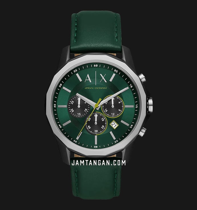 Armani Exchange AX1741 Chronograph Men Green Dial Green Leather Strap