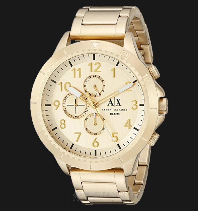 Armani Exchange AX1752 Chronograph Gold Dial Gold-Tone Stainless Steel