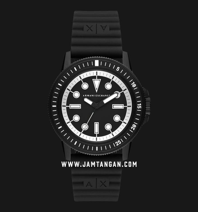 Armani Exchange AX1852 Men Black Pattern Dial Black Rubber Strap