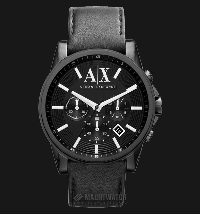 Armani Exchange AX2098 Chronograph Black Dial Stainless Steel Case Leather Strap