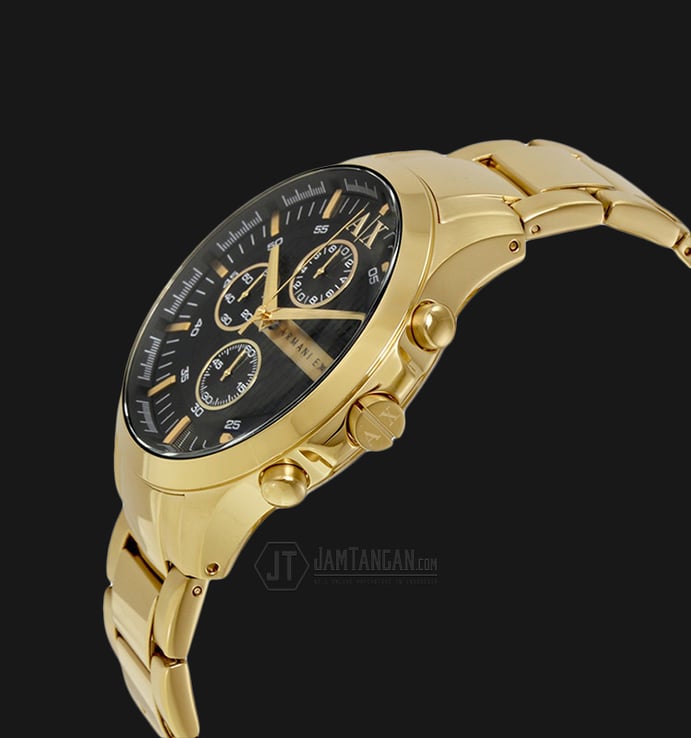 Armani Exchange AX2137 Chronograph Black Dial Gold Stainless Steel Strap