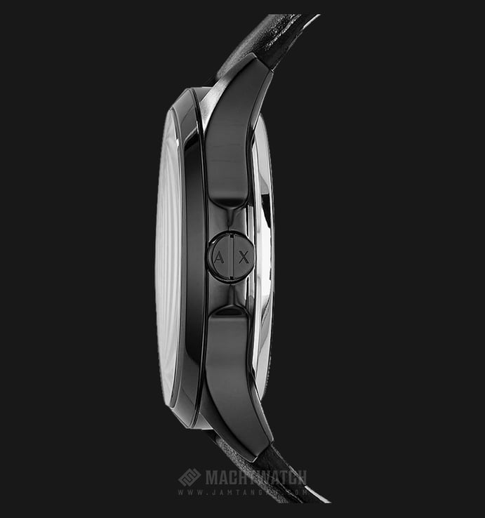 Armani Exchange AX2180 Black Skeleton Dial Stainless Steel Case Leather Strap