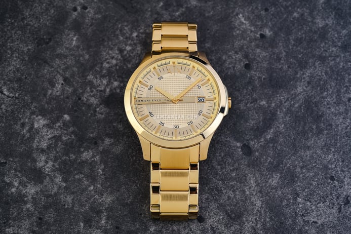 Armani Exchange AX2415 Men Gold Dial Gold Stainless Steel Strap