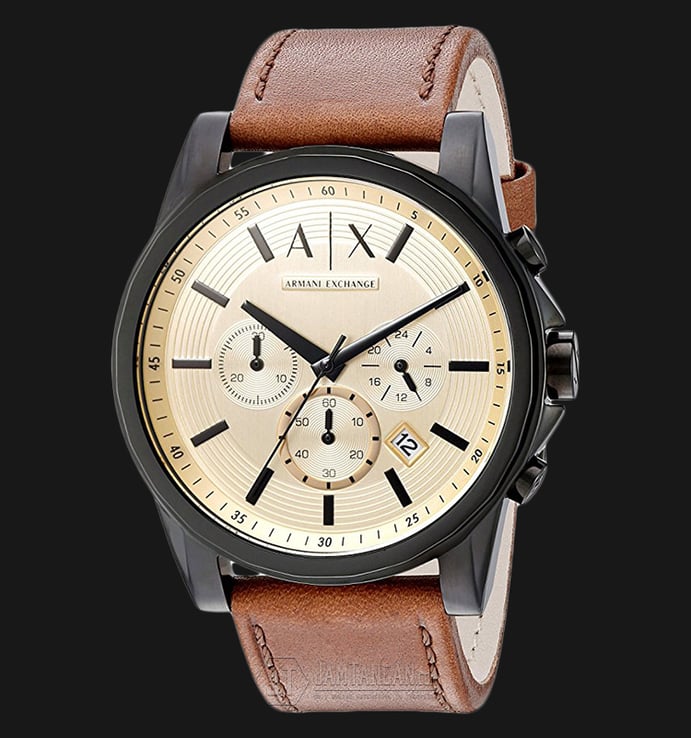 Armani Exchange AX2511 Outerbanks Taupe Dial Brown Leather Strap