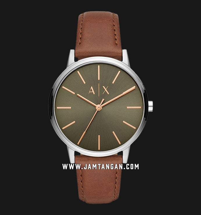 Armani Exchange AX2708 Men Olive Green Dial Brown Leather Strap