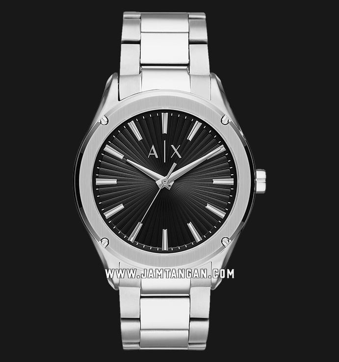 Armani Exchange AX2800 Men Black Textured Sunray Dial Stainless Steel Strap