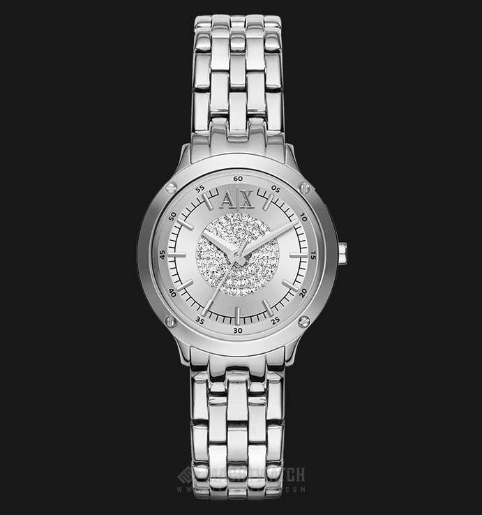 Armani Exchange AX5415 Ladies Silver Crystal-set Dial Stainless Steel Watch