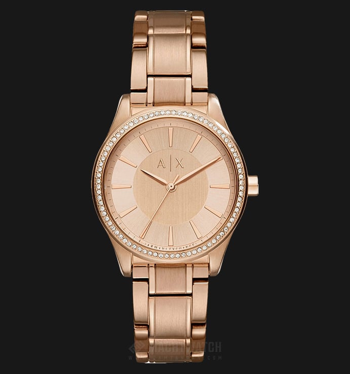 Armani Exchange AX5442 Ladies Rose Gold Dial Rose Gold Stainless Steel Strap