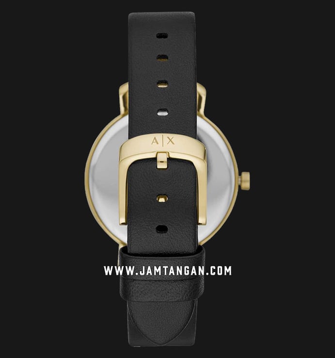 Armani Exchange AX5702 Ladies Black Dial Black Leather Strap