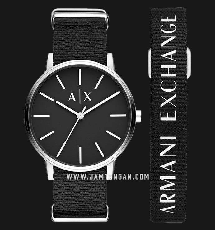 Armani Exchange AX7111 Men Black Dial Black Nylon Strap + Extra Nylon Bracelet
