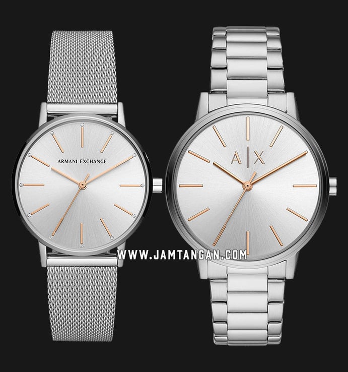 Armani Exchange AX7112 Couple Silver Dial Stainless Steel Strap