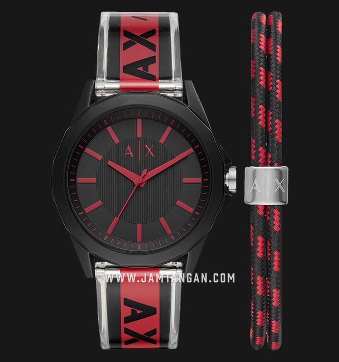 Armani Exchange AX7113 Men Black Dial Multicolor Resin Strap + Extra Bracelet