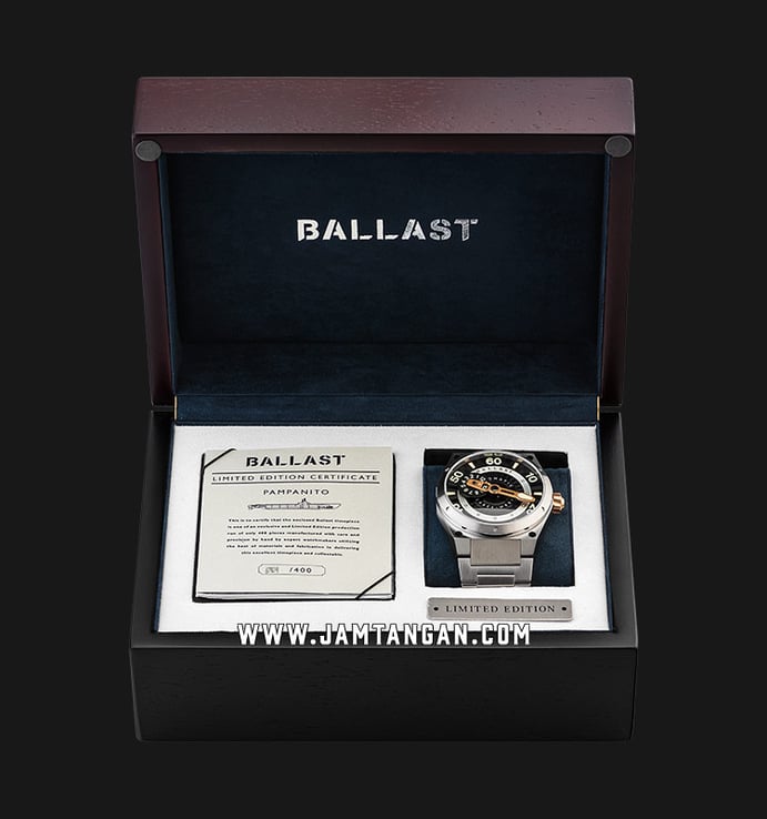 Ballast Valiant Pampanito BL-3147-11 Automatic Men Black Dial Stainless Steel Strap Limited Edition